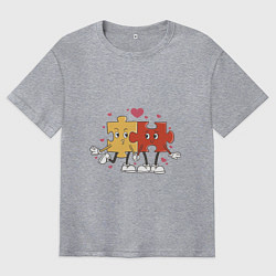 Мужская футболка оверсайз Влюбленная пара - пазлы