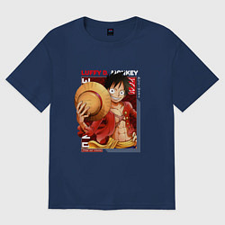 Футболка оверсайз мужская Ван-Пис One Piece, Луффи Мугивара, цвет: тёмно-синий