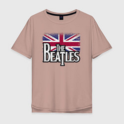 Футболка оверсайз мужская The Beatles Great Britain Битлз, цвет: пыльно-розовый