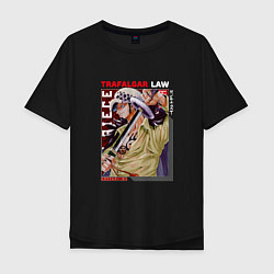 Футболка оверсайз мужская Ван-Пис One Piece, Трафальгар Ло,, цвет: черный