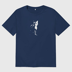 Футболка оверсайз мужская Stray Черно-белый, цвет: тёмно-синий