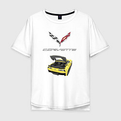 Футболка оверсайз мужская Chevrolet Corvette - этим всё сказано!, цвет: белый
