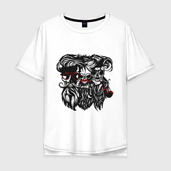 Мужская футболка оверсайз Barber skull