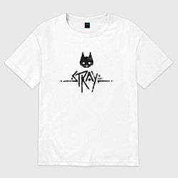 Футболка оверсайз мужская Stray: Black Logo, цвет: белый