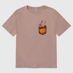 Футболка оверсайз мужская Крэйг в кармане, цвет: пыльно-розовый