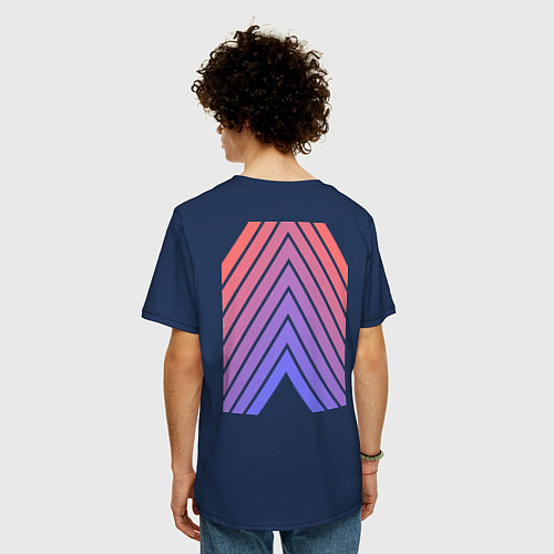 Мужская футболка оверсайз Машина Надпись / Тёмно-синий – фото 4