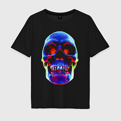 Мужская футболка оверсайз Cool neon skull