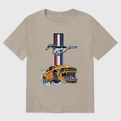 Футболка оверсайз мужская Мустанг раскрыл пасть!, цвет: миндальный