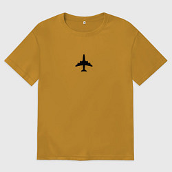 Футболка оверсайз мужская САМОЛЕТ В ОТПУСК, цвет: горчичный
