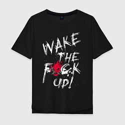 Мужская футболка оверсайз WAKE THE F*CK UP! CYBERPUNK КИБЕРПАНК
