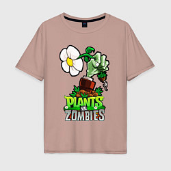 Мужская футболка оверсайз Plants vs Zombies рука зомби