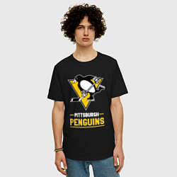 Футболка оверсайз мужская Питтсбург Пингвинз , Pittsburgh Penguins, цвет: черный — фото 2