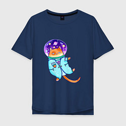 Мужская футболка оверсайз Кот в космосе 2022 две стороны