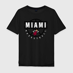 Футболка оверсайз мужская MIAMI HEAT NBA МАЯМИ ХИТ НБА, цвет: черный