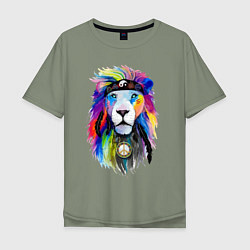 Футболка оверсайз мужская Color lion! Neon!, цвет: авокадо