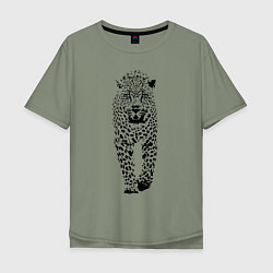 Футболка оверсайз мужская Коварный леопард, цвет: авокадо