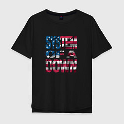 Футболка оверсайз мужская System of a Down Флаг США, цвет: черный