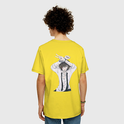 Мужская футболка оверсайз Osamu Dazai - лицо / Желтый – фото 4