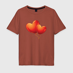 Мужская футболка оверсайз Воздушные Сердца Любовные Шары