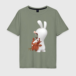 Мужская футболка оверсайз Бешеный кролик и курица
