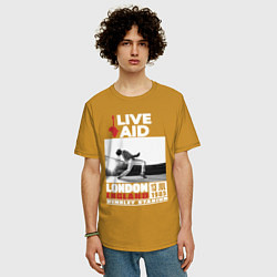 Футболка оверсайз мужская QUEEN LIVE AID 1985, цвет: горчичный — фото 2