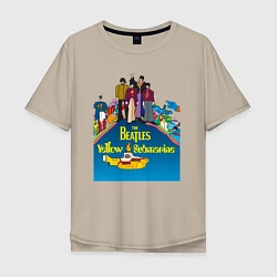 Футболка оверсайз мужская The Beatles on a Yellow Submarine, цвет: миндальный