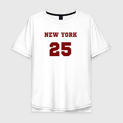 Мужская футболка оверсайз New York 25 красный текст в стиле американских кол