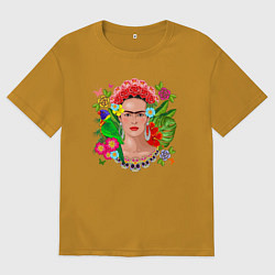 Футболка оверсайз мужская Фрида Кало Мексика Художник Феминист, цвет: горчичный