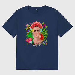 Футболка оверсайз мужская Фрида Кало Мексика Художник Феминист, цвет: тёмно-синий