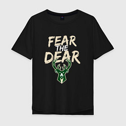 Мужская футболка оверсайз Milwaukee Bucks Fear the dear Милуоки Бакс
