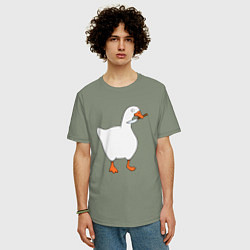 Футболка оверсайз мужская ГУСЬ С НОЖОМ МЕМ, цвет: авокадо — фото 2