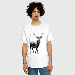 Футболка оверсайз мужская Черный олень Black Deer, цвет: белый — фото 2