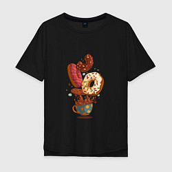 Мужская футболка оверсайз Пончики с кофе Donuts