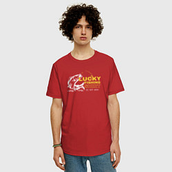 Футболка оверсайз мужская Счастливая рыбацкая футболка не стирать, цвет: красный — фото 2