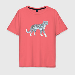 Мужская футболка оверсайз Водяной голубой тигр, символ 2022