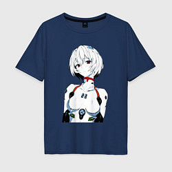 Мужская футболка оверсайз Рей Аянами Rei Ayanami Ева Евангелион