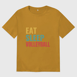 Футболка оверсайз мужская Eat - Sleep - Volleyball, цвет: горчичный