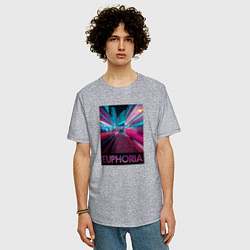 Футболка оверсайз мужская Эйфория Город в неоне, цвет: меланж — фото 2