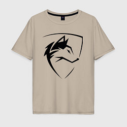 Футболка оверсайз мужская Wolf Emblem Jaw, цвет: миндальный
