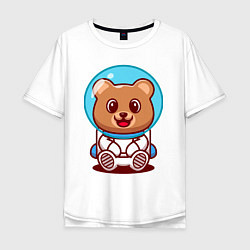 Мужская футболка оверсайз Медведь космонавт в скафандре