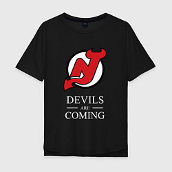 Мужская футболка оверсайз New Jersey Devils are coming Нью Джерси Девилз