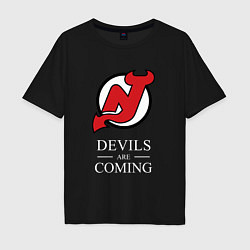 Футболка оверсайз мужская New Jersey Devils are coming Нью Джерси Девилз, цвет: черный