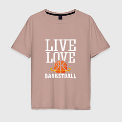 Футболка оверсайз мужская Live Love - Basketball, цвет: пыльно-розовый