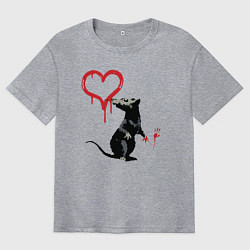 Мужская футболка оверсайз BANKSY БЭНКСИ крыса и сердце