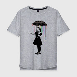 Мужская футболка оверсайз BANKSY БЭНКСИ девушка под зонтом