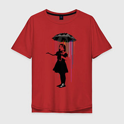 Футболка оверсайз мужская BANKSY БЭНКСИ девушка под зонтом, цвет: красный