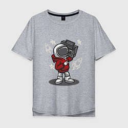 Мужская футболка оверсайз Космонавт с магнитофоном