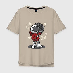 Мужская футболка оверсайз Космонавт с магнитофоном