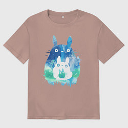 Футболка оверсайз мужская Семья кроликов Акварель, цвет: пыльно-розовый