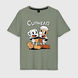 Мужская футболка оверсайз Cuphead 2 чашечки
